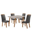 Ver imagem 2 de Conjunto de Jantar Copper 4 Lugares Tampo MDF com Cadeiras Aline Estofadas Grafite 120cm Moderna