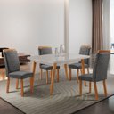 Ver imagem 1 de Conjunto de Jantar Copper 4 Lugares Tampo MDF com Cadeiras Aline Estofadas Grafite 120cm Moderna