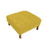 Puff Assento Banco Retrô Luis Xv Capitonê 40 x 90 x 90cm Suede Amarelo - LM DECOR - 1