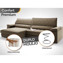 Sofá de Duplo Molejo com Carregador Usb, Retrátil e Reclinável Valencia 2,90m Veludocristal - 5