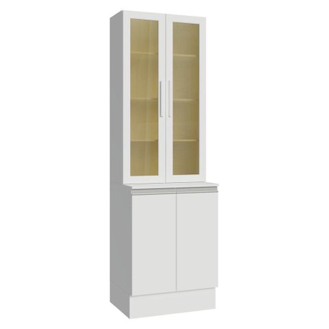 Kit Balcão + Cristaleira 60 Cm Branco Smart 100% Mdf Madesa