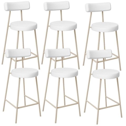 Kit 06 Banquetas Baixa Cozinha Sala Jantar Bancada Milão Arena L02 Facto Branco - lyam decor