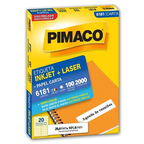 Etiqueta Adesiva 6181 25,4x101,6mm 100 Folhas - Pimaco