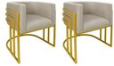 Ver imagem 1 de Kit 02 Cadeiras Poltrona Luxo Base de Metal Tripla Dourado Sala de Jantar Cozinha Recepção Veludo Be