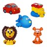 Kit Com 5 Brinquedos De Vinil Para Bebê Maralex - Carro, Avião, Trem, Leão e tigre - 1