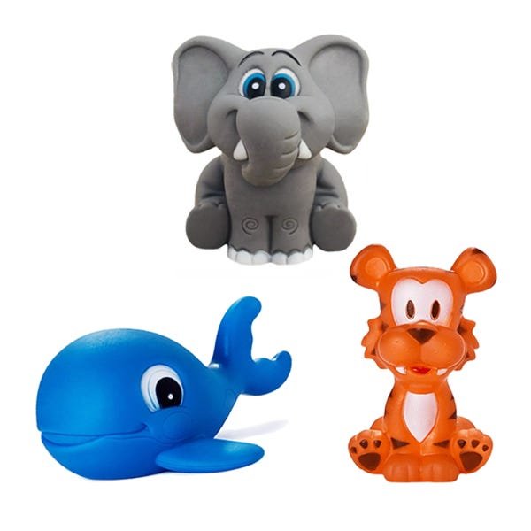 Kit Com 5 Brinquedos De Vinil Para Bebê Maralex - Elefante, Carro, Tigre, Cachorro e Baleia - 2