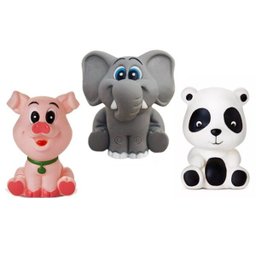 Kit Com 5 Brinquedos De Vinil Para Bebê Maralex - Porco, Elefante, Cachorro, Carro e Panda - 2