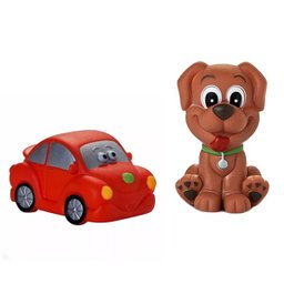 Kit Com 5 Brinquedos De Vinil Para Bebê Maralex - Porco, Elefante, Cachorro, Carro e Panda - 3