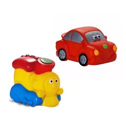 Kit Com 5 Brinquedos De Vinil Para Bebê Maralex - Carro, Trem, Girafa, Tigre e Baleia - 3