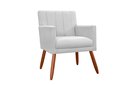Ver imagem 2 de Kit 2 Poltronas Decorativa Cecília Couro Branco Pés Madeira Mz Decor