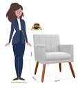 Ver imagem 3 de Kit 2 Poltronas Decorativa Cecília Couro Branco Pés Madeira Mz Decor