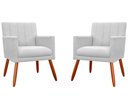 Ver imagem 1 de Kit 2 Poltronas Decorativa Cecília Couro Branco Pés Madeira Mz Decor