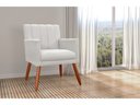 Ver imagem 4 de Kit 2 Poltronas Decorativa Cecília Couro Branco Pés Madeira Mz Decor
