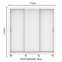 Ver imagem 4 de Guarda Roupa Casal Madesa Mônaco 3 Portas de Correr com Pés - Branco