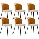 Ver imagem 1 de Kit 6 Cadeiras Sala de Jantar Estofada Gavi L02 Couríssimo Whisky Linho Cru - Lyam Decor