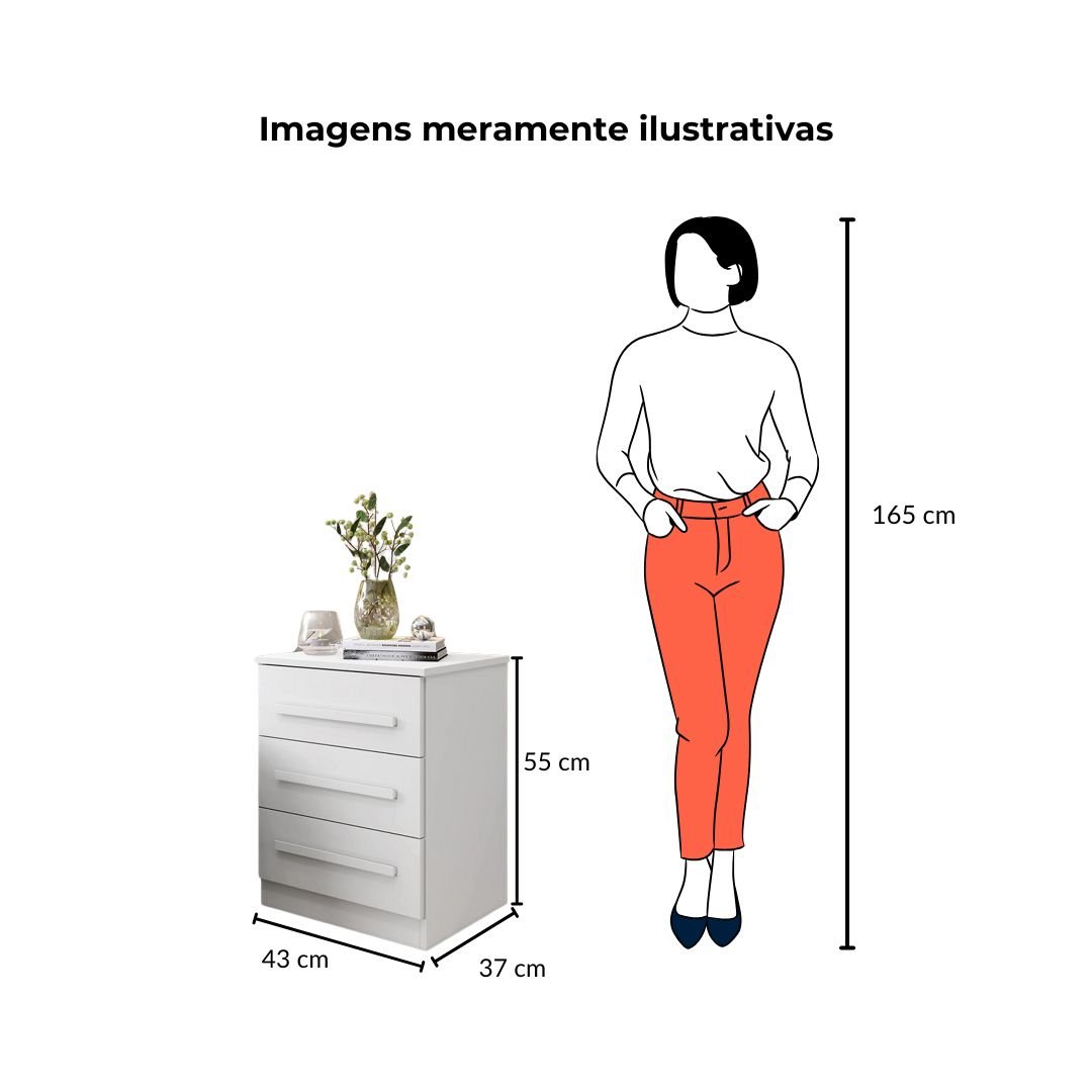 Mesa de Cabeceira Império Branco - Benetil - 3