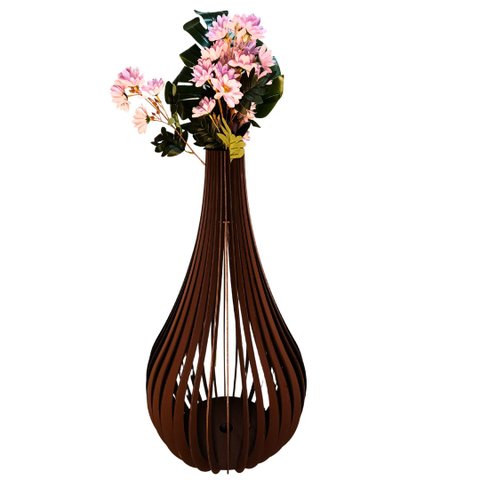 Vaso de Chão Decorativo Grande Capadócia Mdf:preto/60x30cm