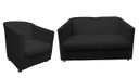 Ver imagem 1 de Kit Namoradeira + 1 Poltrona Decorativa Biane Couro Preto Pés Cromado Mz Decor