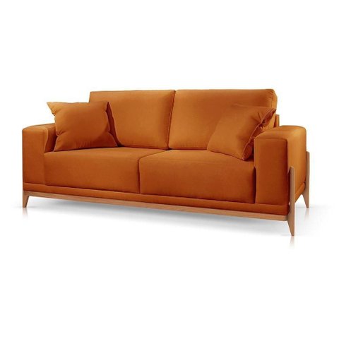 Sofá Paris 4 Lugares Linho Terracota 2,50m Confortável Sala