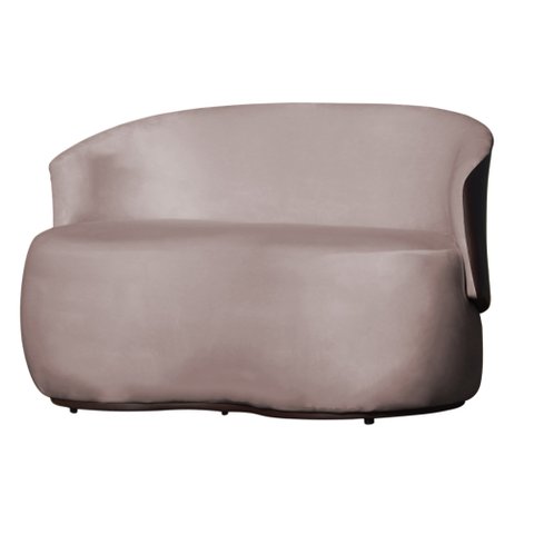 Namoradeira 2 Lugares Orgânica Decorativa Beatriz Veludo Rosê/pu Marrom - Montanaris Decor