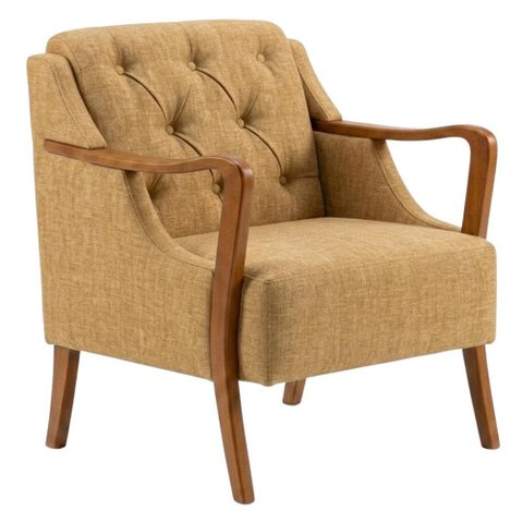 Poltrona Decorativa Capitone Siena Pes Madeira Linho Color Trend Tca 219 Moll