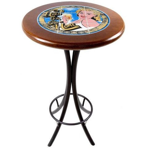 Mesa Bistrô Alta de Azulejo e Madeira Maciça Empório Tambo - Go Hard Or Go Home - Imbuia