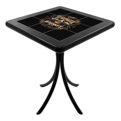 Mesa lateral retrô quadrada de madeira maciça para sala Empório Tambo - Stronger Whiskey - Preto