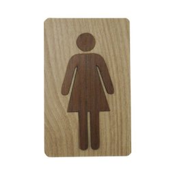 Placa Banheiro Wc Sinalização Par Lavável Acabamento Madeira - 3
