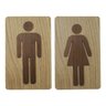 Placa Banheiro Wc Sinalização Par Lavável Acabamento Madeira - 1