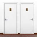 Ver imagem 4 de Placa Banheiro Wc Sinalização Par Lavável Acabamento Madeira