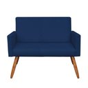 Ver imagem 6 de Kit Poltrona e Namoradeira Nina Suede Pés Palito Castanho - Pallazio - Azul Marinho