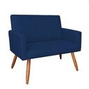 Ver imagem 5 de Kit Poltrona e Namoradeira Nina Suede Pés Palito Castanho - Pallazio - Azul Marinho