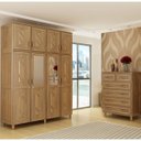 Ver imagem 1 de Conjunto de Quarto Grécia: Guarda-Roupa 8 Portas c/ Maleiro Cômoda 6 Gavetas Madeira Pinus Imbuia -