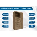 Ver imagem 4 de Cômoda Solteiro Marabá 1.6 C/ 1 Porta e 6 Gavetas Jatobá/grafite - Santos Andirá