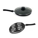 Ver imagem 2 de Frigideira Antiaderente para Ovos 4 em 1 com Tampa para Fritar com Saida de Ar Preta