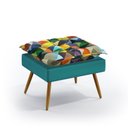 Ver imagem 3 de Kit 2 Poltronas Namoradeira Opala com Puff Lunar Suede Estampado Colorido com Azul Turquesa Aradecor