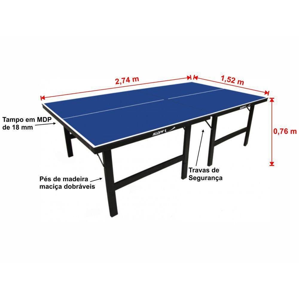 Mesa de Tenis de Mesa Ping Pong Klopf 1002 Mdp 18mm Azul Oficial - 2