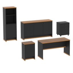 Conjunto Escritório Office Escrivaninha Balcões Gaveteiro Berlin - 3