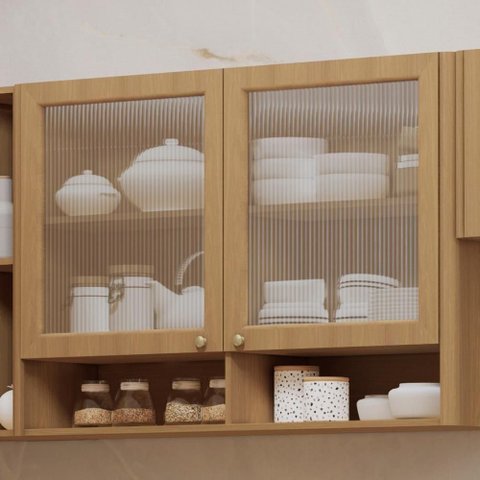 Armário de Cozinha 120cm 2 Portas com Vidro Marina Freijó L01 - Mpozenato