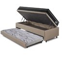 Ver imagem 4 de Bicama Box Baú Solteiro com Colchão Gransleep Ecoflex Molas Verticoil Courino Linho Bege 88x188