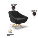Ver imagem 6 de Kit 01 Namoradeira 02 Lugares e 02 Poltronas Giratória Giovana Suede Preto Base Madeira MM30 - D'