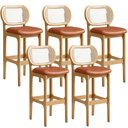 Ver imagem 1 de Kit 05 Banquetas Altas Para Cozinha Bancada Sala Tela Betta Fixa L02 Couríssimo Camel - Lyam Decor