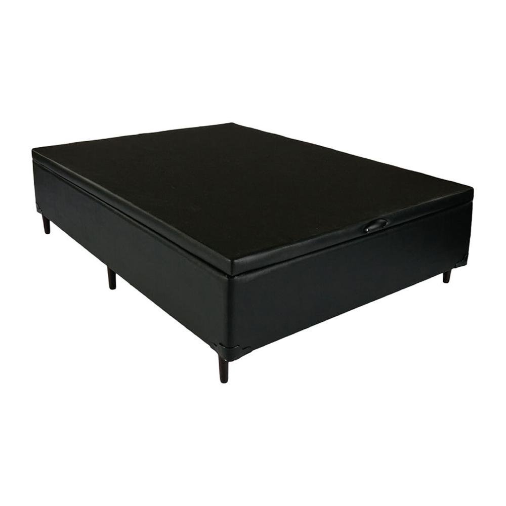 Cama Box Baú Viúva 128 Bello Box - Tecido Sintético Preto com Colchão New York Preto D28 - 100% Espu - 3