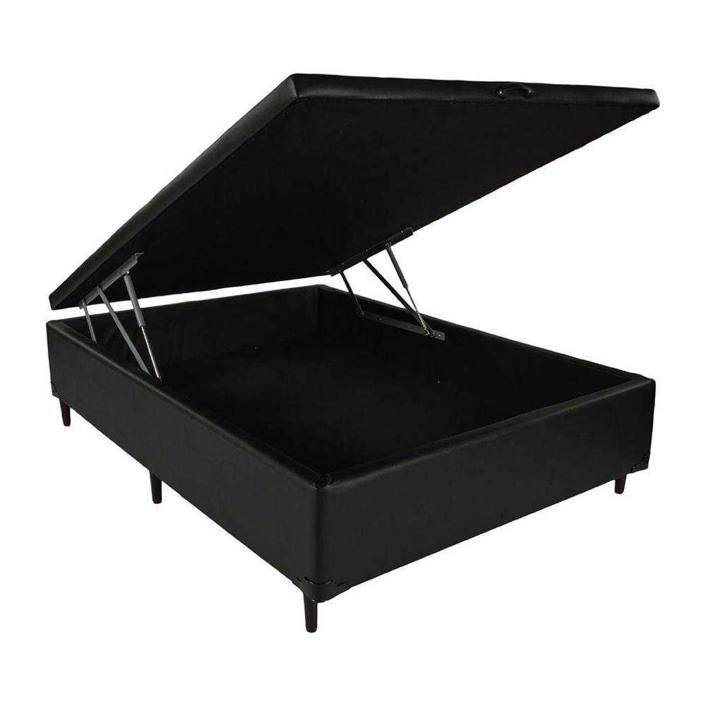 Cama Box Baú Viúva 128 Bello Box - Tecido Sintético Preto com Colchão New York Preto D28 - 100% Espu - 2