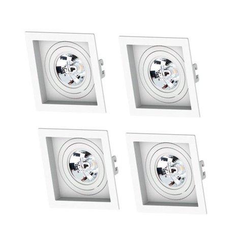 Kit 4 Pçs Embutido Recuado Quadrado Ar70 Branco Spot Embutir Save Energy Se-330.1048 Gu10 Branco