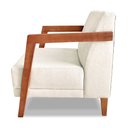 Ver imagem 5 de Kit 02 Poltronas Decorativa Natália Linho Base em Madeira Castanho - Pallazio