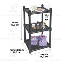 Estante 3 Prateleiras Quadrada Preta - 2