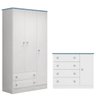 Cômoda Doce Sonho 2561 E Guarda-Roupa Infantil 2617 Branco Azul Brilho Qmovi - 1