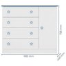 Cômoda Doce Sonho 2561 E Guarda-Roupa Infantil 2617 Branco Azul Brilho Qmovi - 6