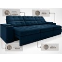 Ver imagem 4 de Sofá com Porta Copos e Carregador Usb Eureka 2,30m Assento Retrátil e Reclinável Velosuede